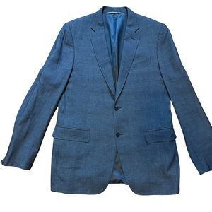 Canali Men's Blue Linen, Wool and Silk Blend Suit Jacket Sz: 42-44L